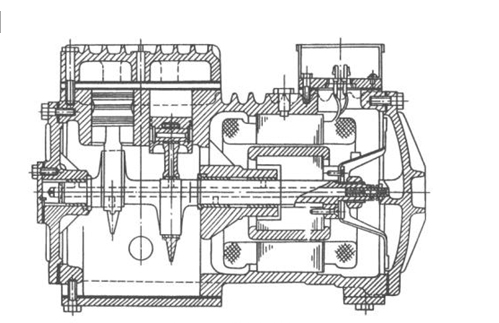 半關(guān)閉式壓縮機的構(gòu)造總圖